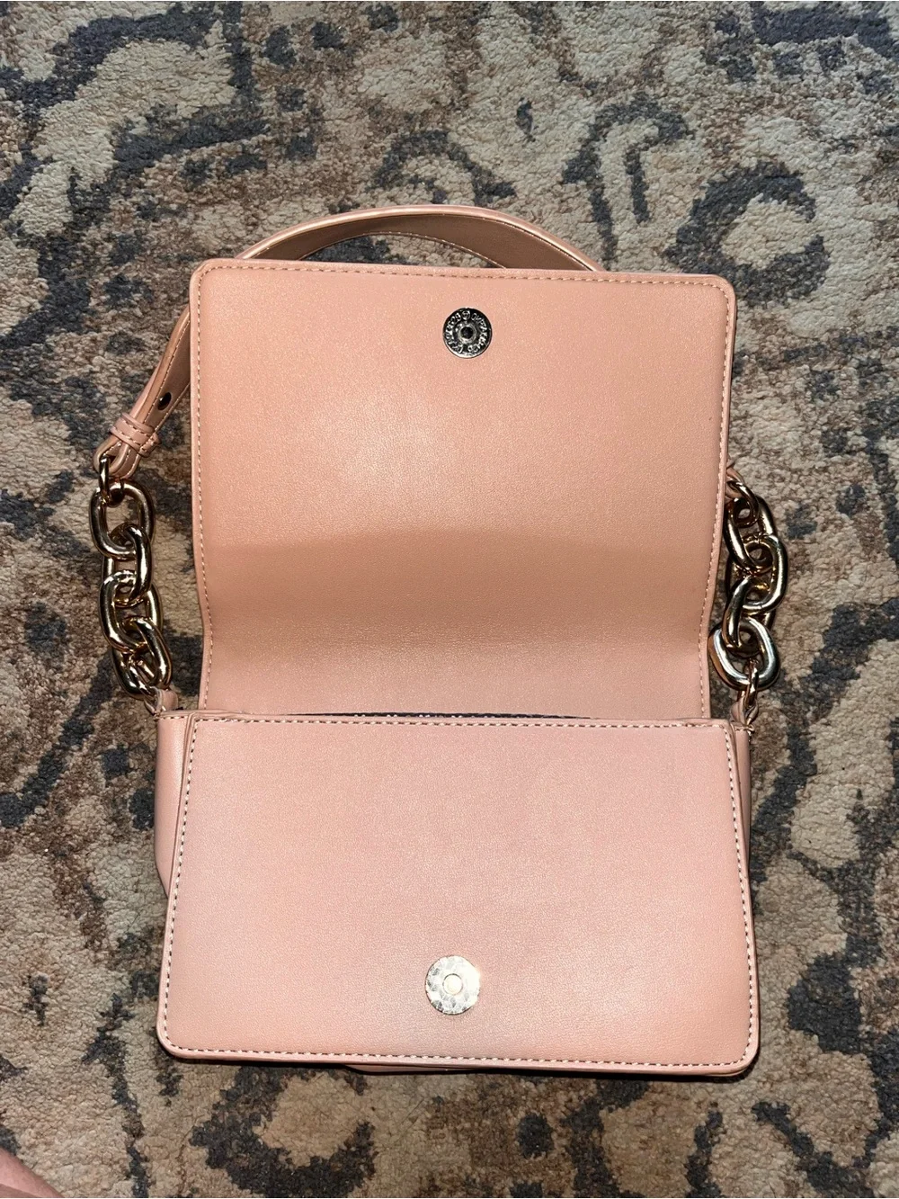 Madison West Peach-Pink Chain-Handle Shoulder Bag